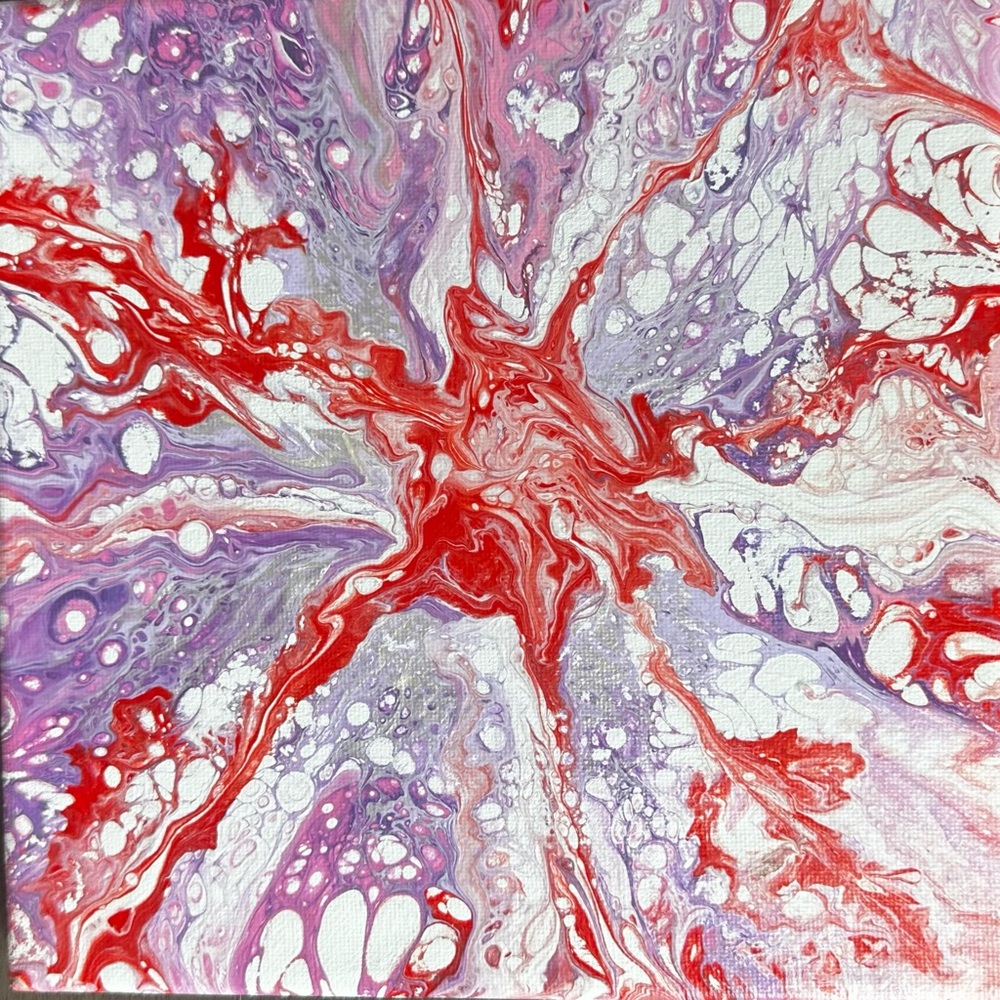 Paint Pouring by Sylvia on 8x8 Canvas multi Color